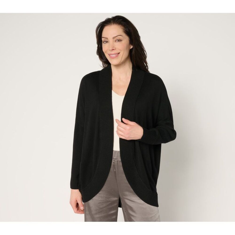 SUNNYLiFE Women's Top Sweater Sz XL Draped Cocoon Cardigan Black A682300